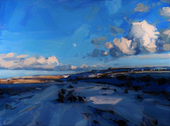 1 Snow and moon over Exmoor 46 x 61 cm oil on board