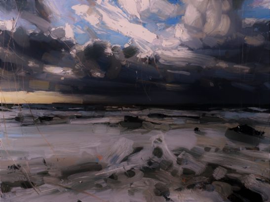 9 Hailstorm and Wild Sea Welcombe Mouth 46 x 61 cm oil on board