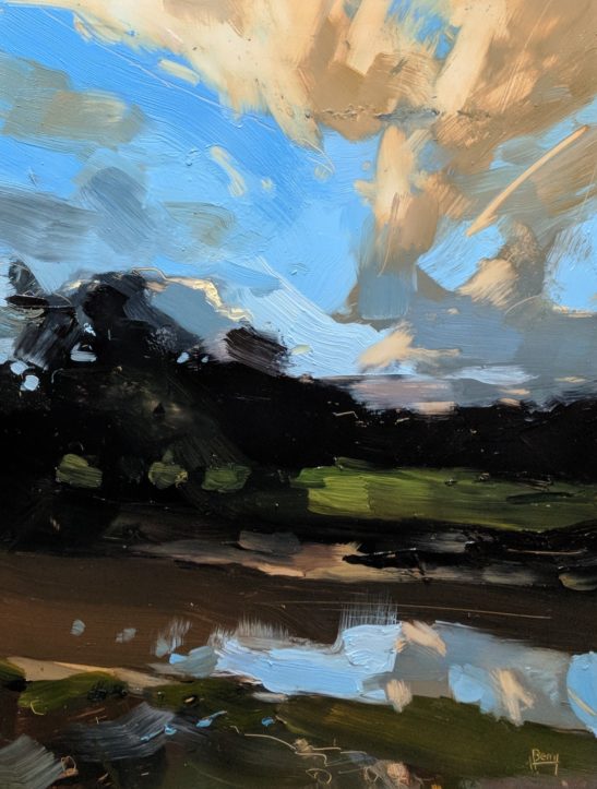 Autumn River Taw 22 x 30 cm oil on board