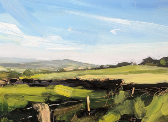 Evening near Upper Cumberworth 22 x 30 cm oil on board