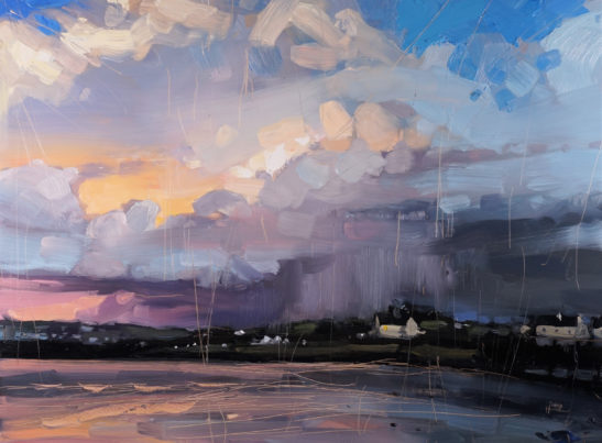 Hailstorm over Fremington Quay 46 x 61 cm oil on board