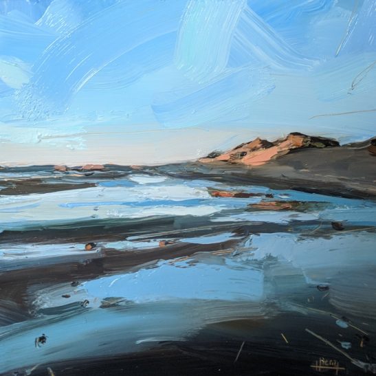 Hot Blue Evening Westward Ho 20 x 20 cm oil on board