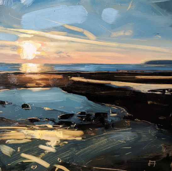 Low Tide Low Sun Westward Ho 30 x 30 cm oil on board