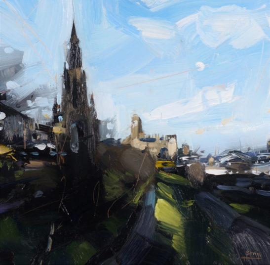 Princes Street Gardens Edinburgh 20 x 20 cm oil on board