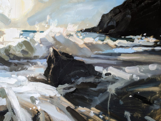 Welcombe Mouth Evening 60 x 80 cm oil on board