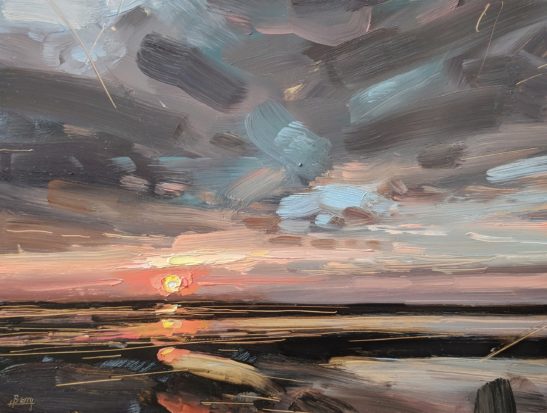 Westward Ho Red Sun 22 x 30 cm oil on board