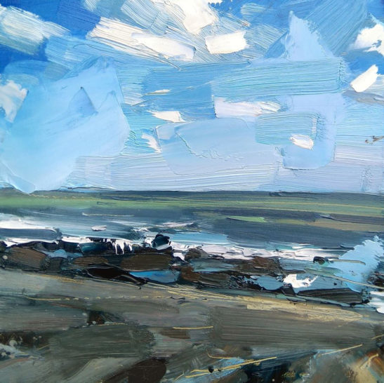 2 The sea at Peppercombe 20 x 20 cm oil on board