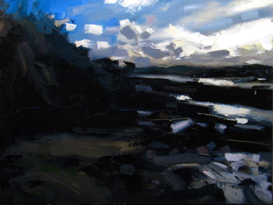 28 the river torridge at bideford 80 x 60 cm oil on board