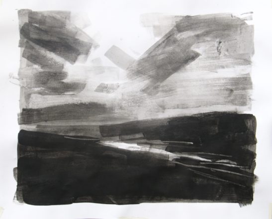 River Taw from Codden Hill 42 x 34 cm Bideford Black on paper
