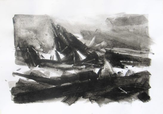 Sea of Ice 42 x 30 cm Bideford Black on paper