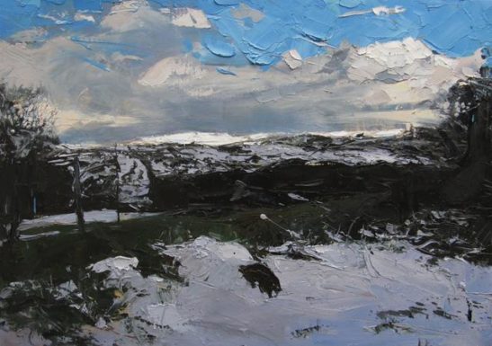 after a flurry of snow 100 x 70 cm oil on board