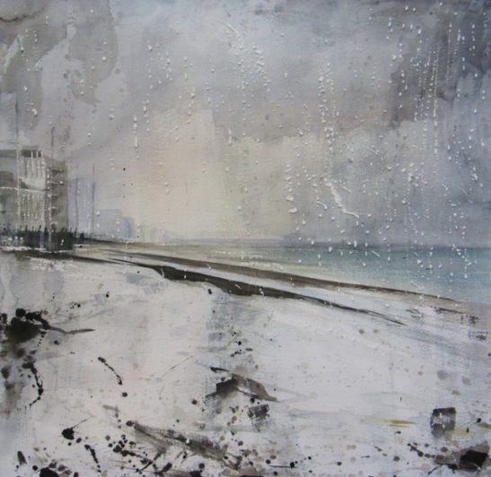 brighton in the snow watercolour on paper 44 x 44 cm