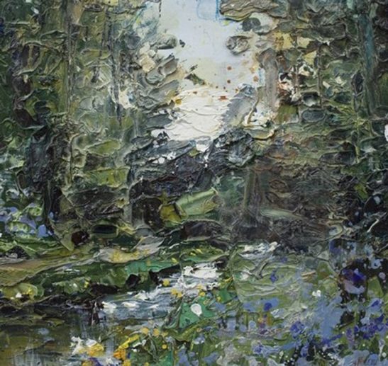 devonport leat dartmoor oil on board  18 x 18 cm