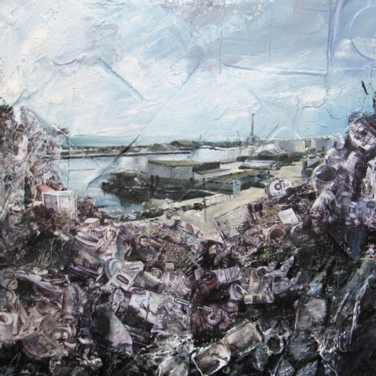 portslade industry mixed media 100 x 100 cm