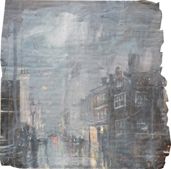 rainy evening guildford high street study 24x24cm