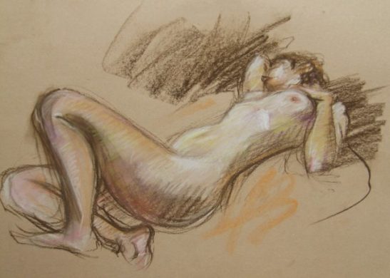 reclining study pastel