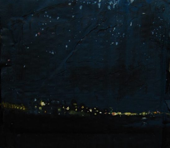 study for nocturnal brighton oil on board  17 x 15.5cm