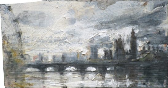 the thames from the golden jubilee bridge23 x 13 cm