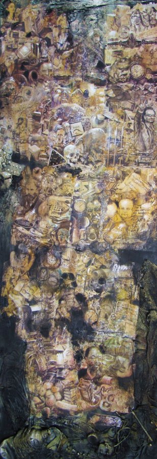 way down a rabbit hole mixed media  168 x 59 cm