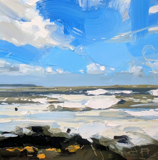 After a Storm Abbotsham Cliffs 20 x 20 cm oil on board