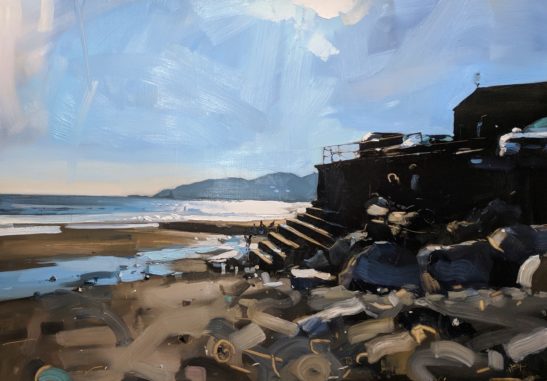 Charmouth Beach 100 x 70 cm oil on board