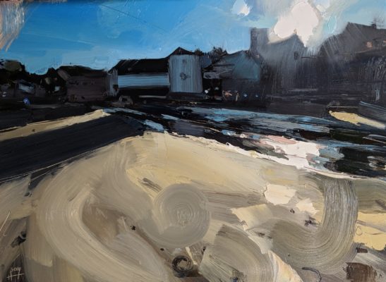 Gorran Haven shadows 22 x 30 cm oil on board