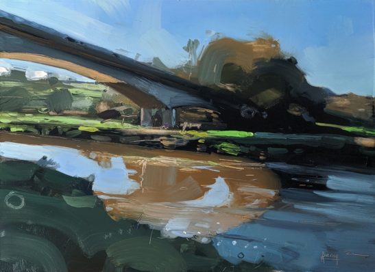 Light and Shadows on the river Taw 22 x 30 cm oil on board