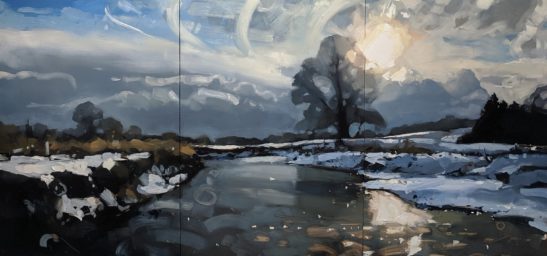 Snowy Walk 100 x 210 cm oil on board