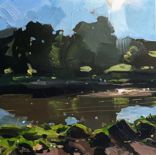 River Taw 20 x 20 cm oil on board