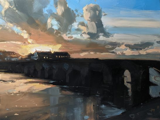 Barnstaple Long Bridge 46 x 61 cm oil on board