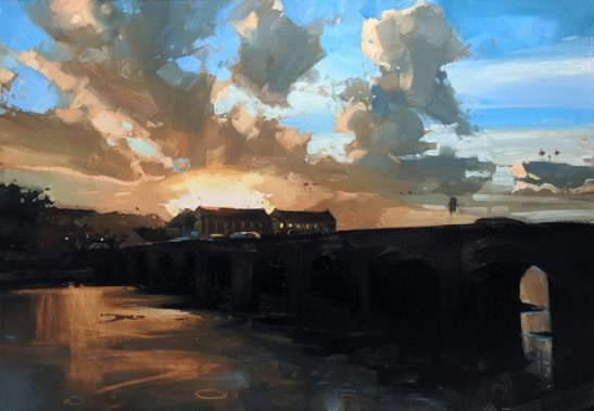 Barnstaple Long Bridge 100 x 70 cm oil on board