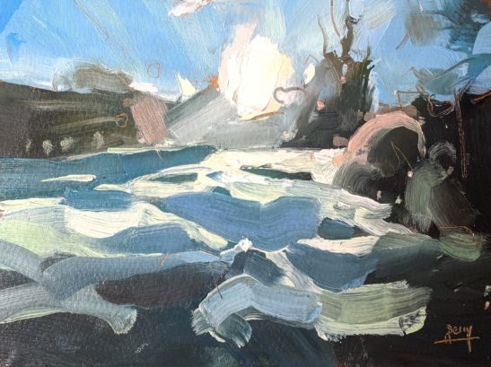 Frost and Sun 11.5 x 16.5 cm oil on paper