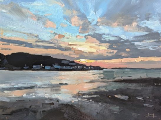 Instow Red Sky 22 x 30 cm oil on board