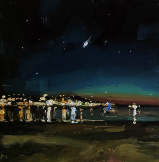 Lights on Instow 20 x 20 cm oil on board 1