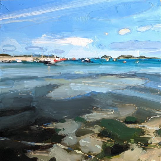 Higher Town Bay St. Martins 20 x 20 cm oil on board