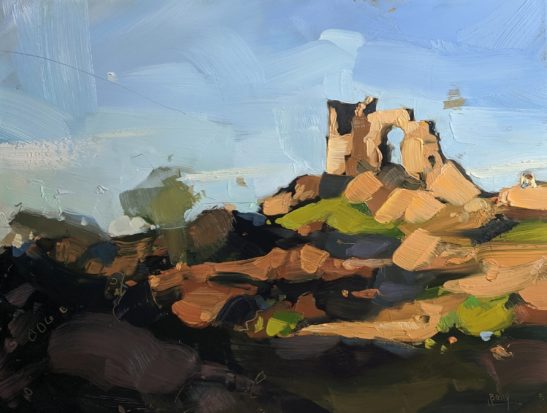 Mow Cop Castle 22 x 30 cm oil on board