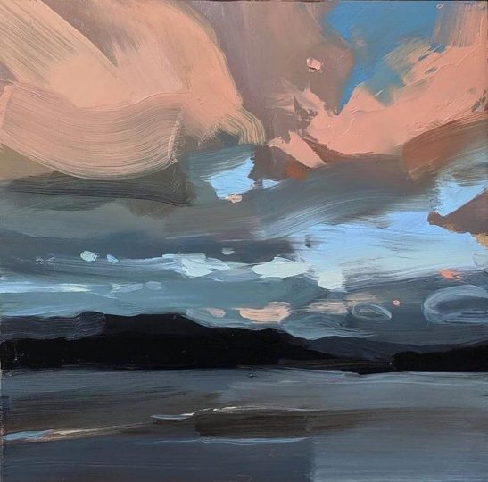 Pink Sky Mawddach 20 x 20cm oil on board