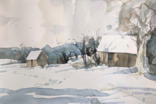 Snowy watercolours 38.5 x 56 cm