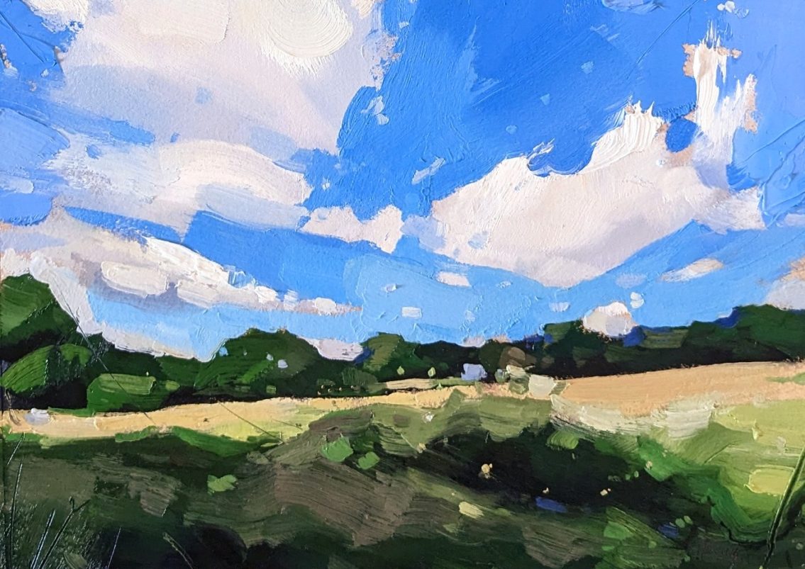 Blackdown Hills, Grants Farm (28 x 20 cm) oil on paper