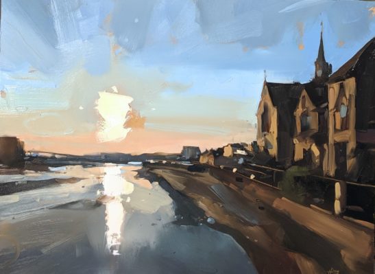 Hot Evening Barnstaple 46 x 61 cm oil on board