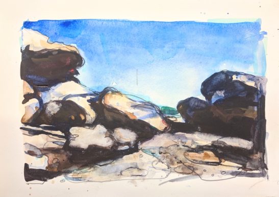 Rocks at Tregastel 29 x 40 cm watercolour on paper