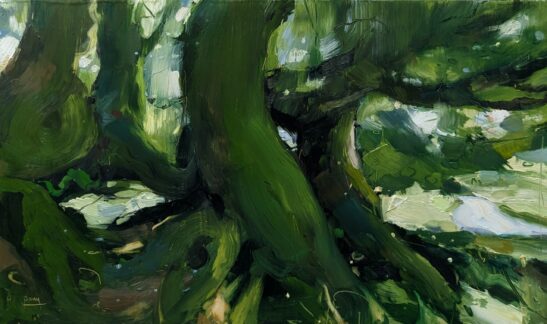 Bank of Sessile Oaks (30 x 50 cm) oil on board