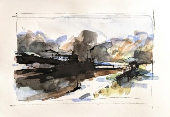 Frosty River Taw (15 x 11 cm) watercolour