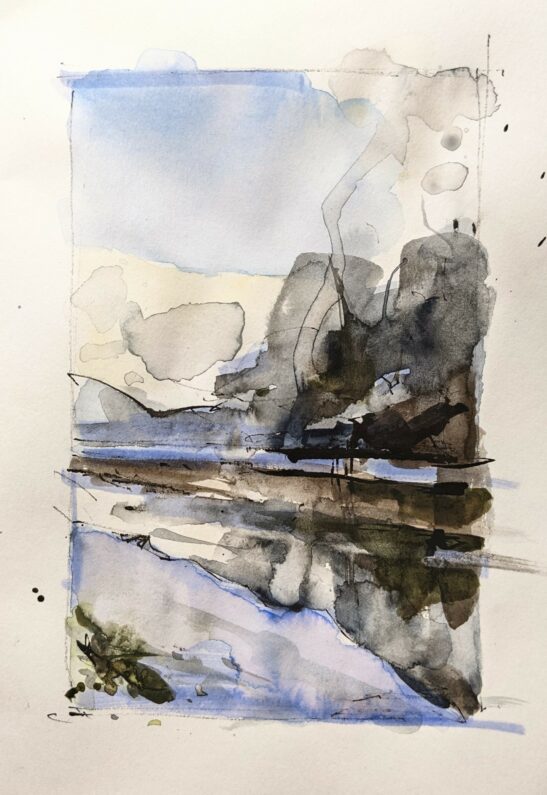 Icy River taw (15 x 11 cm) watercolour