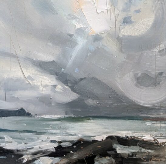 Portscatho Beach (20 x 20 cm) oil on board