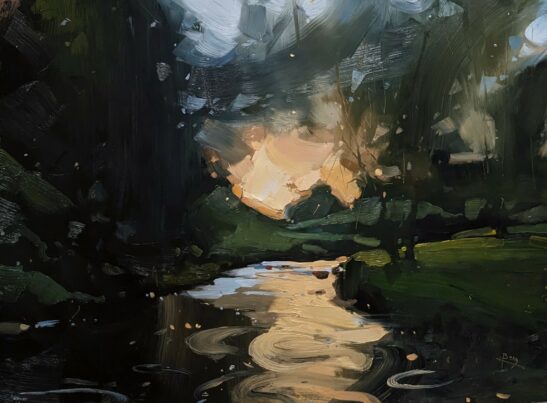 River Barle, Simonsbath (46 x 61 cm) oil on board