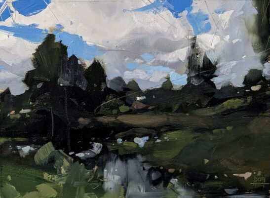 Beavers in Frauenau (20 x 28 cm) oil on paper