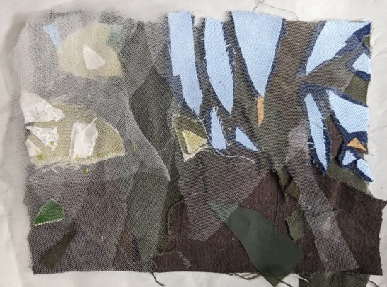 Beech trees (12 x 9 cm) fabric and embroidery