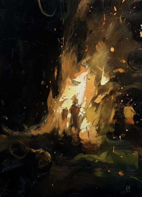 Bonfire (46 x 61 cm) oil on board