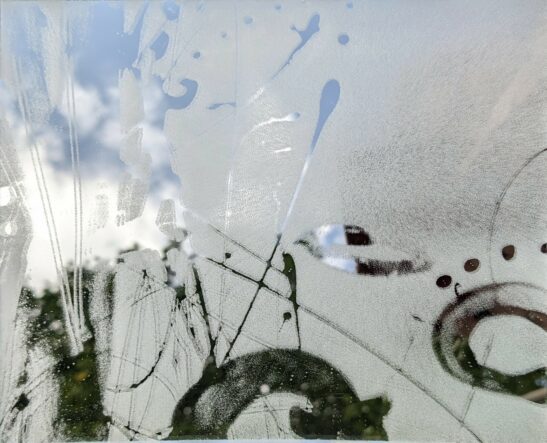 Reflection of Bildwerk (20 x 20 cm) sandblasted mirror